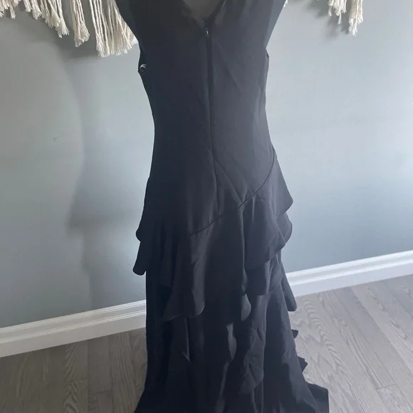 Halston Black Ruffle Maxi - Picture 3 of 9